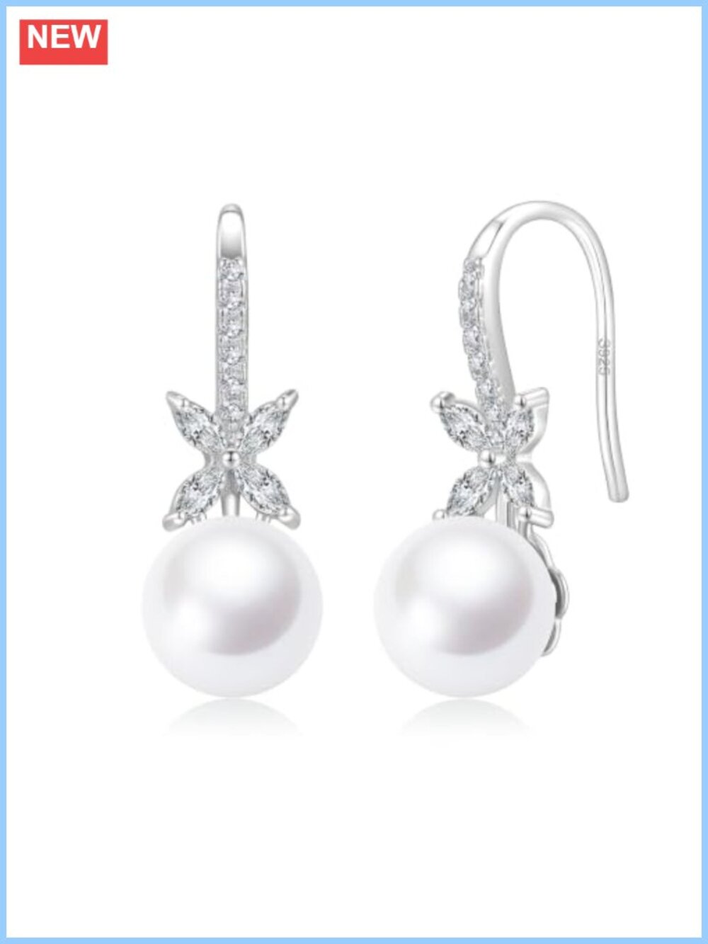 Pearl Drop Earrings 925 Sterling Silver 18k Gold Plated Fishhook